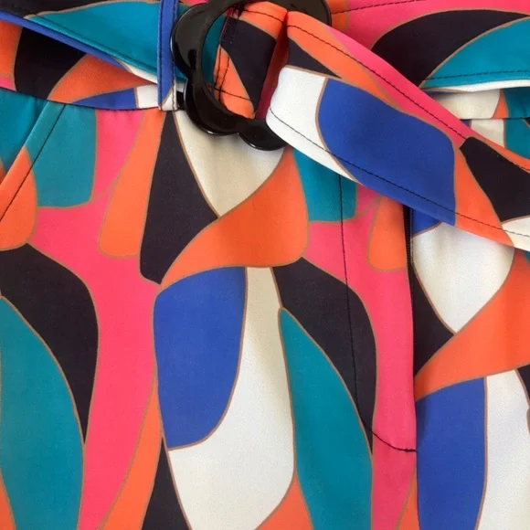 Never Fully Dresses abstract print flare pants with acrylic flower buckle - Picture 4 of 5